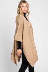 Beige Draped Cable Knit Dolman Sleeve Cardigan