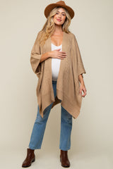 Beige Draped Cable Knit Dolman Sleeve Maternity Cardigan