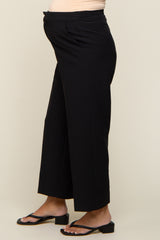 Black Crop Maternity Dress Pants