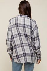 Black Flannel Plaid Button Up Maternity Top