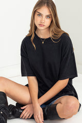 Black Faded Oversized Maternity T-Shirt