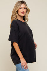 Black Faded Oversized Maternity T-Shirt