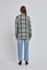 Forest Green Plaid Button Down Top