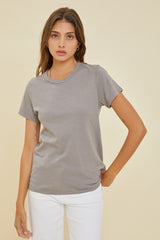 Grey Slub Knit Cropped Maternity T-Shirt