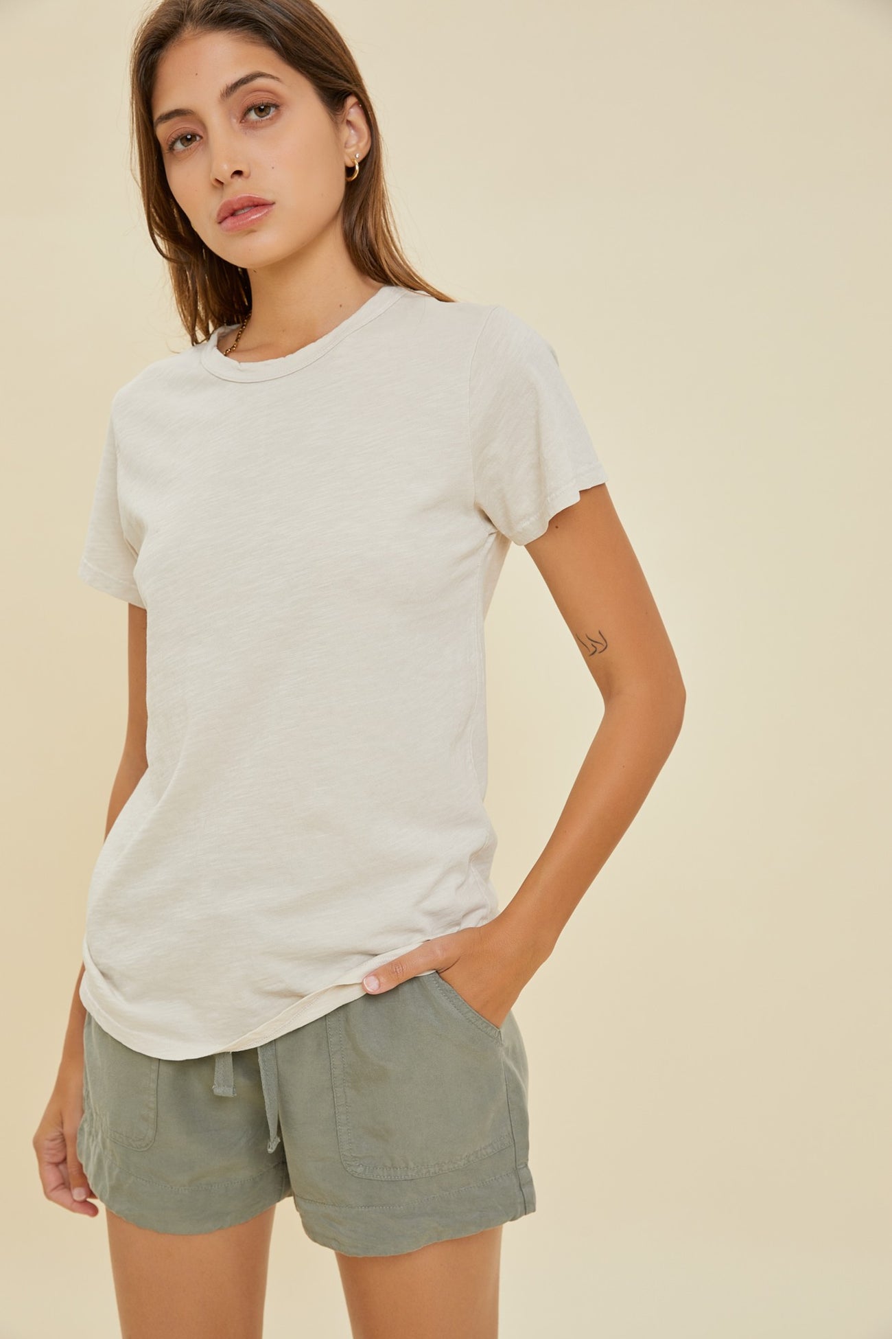 Blue Slub Knit Cropped T-Shirt– PinkBlush