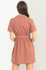 Brown Tie-Front Blazer Dress