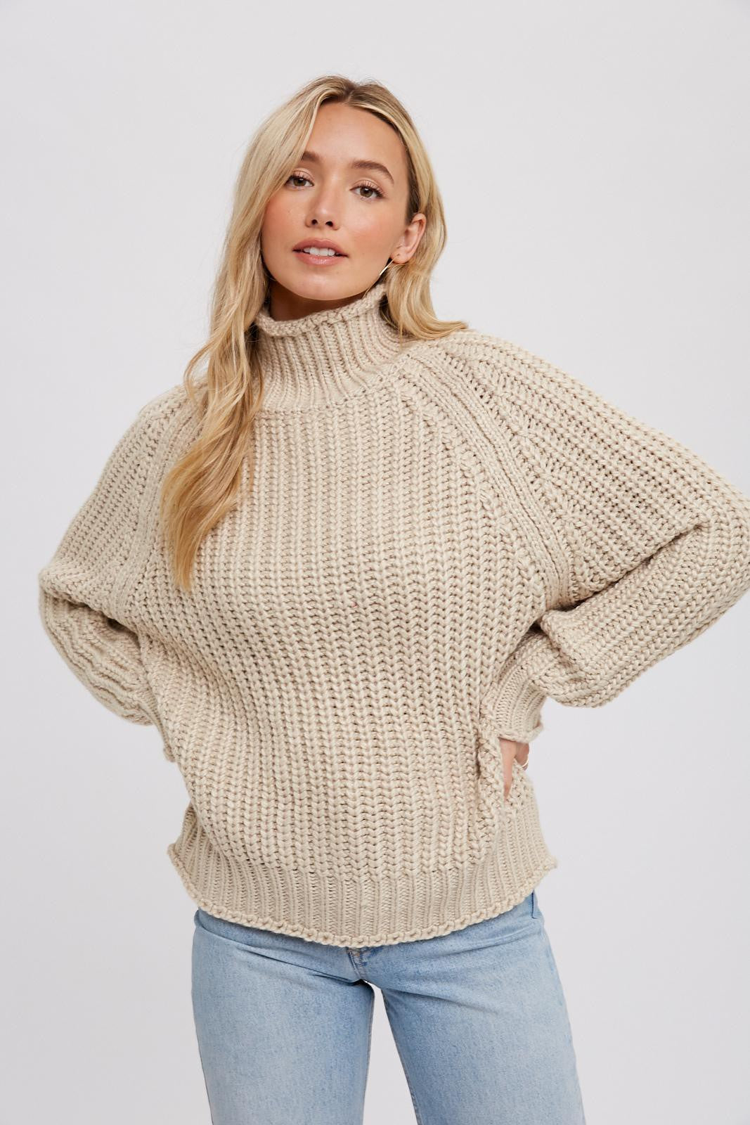 Mock neck chunky on sale sweater