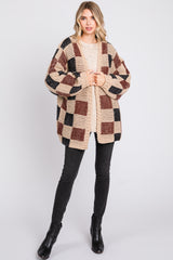 Black Checkered Oversized Cardigan