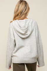 Grey Mixed Knit Maternity Hooded Sweater