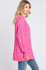 Pink Chunky Cable Knit Sweater