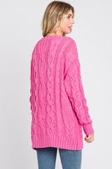 Pink Chunky Cable Knit Sweater