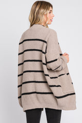 Mocha Striped Chunky Knit Cardigan