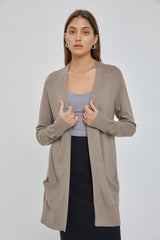 Taupe Basic Open Front Cardigan