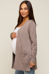 Taupe Basic Open Front Maternity Cardigan