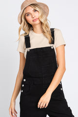 Black Cargo Pocket Denim Overalls