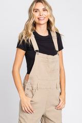 Beige Cargo Pocket Denim Overalls