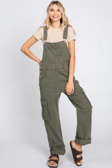 Olive Cargo Pocket Denim Overalls