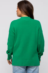 Green Knit Mock Neck Maternity Long Sleeve Top