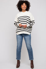 Black Striped Drop Shoulder Sweater