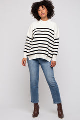 Black Striped Drop Shoulder Sweater