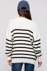 Black Striped Drop Shoulder Maternity Sweater