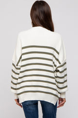 Olive Striped Drop Shoulder Maternity Sweater