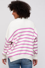 Pink Striped Drop Shoulder Sweater