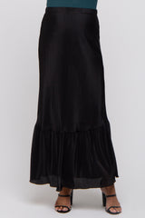 Black Plisse Maternity Maxi Skirt