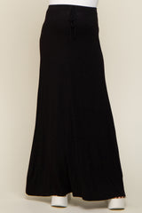 Black Front Tie Accent Maternity Maxi Skirt