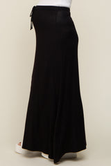 Black Front Tie Accent Maternity Maxi Skirt