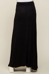 Black Front Tie Accent Maternity Maxi Skirt