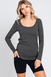 Charcoal Basic Long Sleeve Top