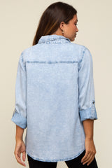 Light Blue Chambray Maternity Rolled Cuff Shirt