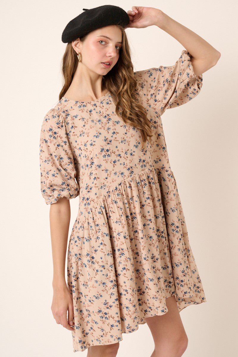 Floral Babydoll Maternity Dress in Dusty Rose