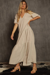 Natural Linen Tiered Dress