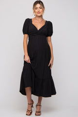 Black Open Back Maternity Midi Dress