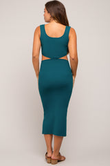 Emerald Sleeveless Side Cutout Maternity Midi Dress