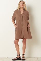 Mocha Mini Shirt Dress