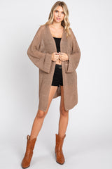 Mocha Open Knit Maternity Cardigan