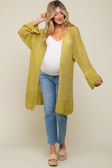 Lime Open Knit Maternity Cardigan