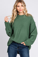 Olive Exposed Seam Maternity Sweater