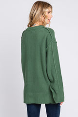 Olive Exposed Seam Sweater