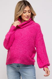 Magenta Knit Turtle Neck Maternity Sweater