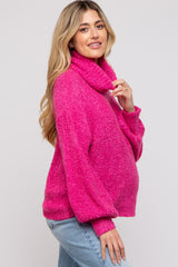 Magenta Knit Turtle Neck Maternity Sweater