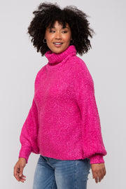 Magenta Knit Turtle Neck Sweater