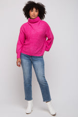 Magenta Knit Turtle Neck Sweater