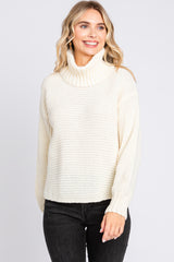 Cream Chunky Knit Turtle Neck Maternity Sweater