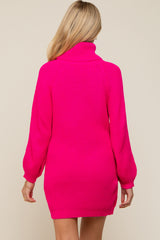 Fuchsia Turtleneck Maternity Sweater Mini Dress