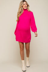 Fuchsia Turtleneck Maternity Sweater Mini Dress