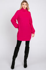 Fuchsia Turtleneck Maternity Sweater Mini Dress